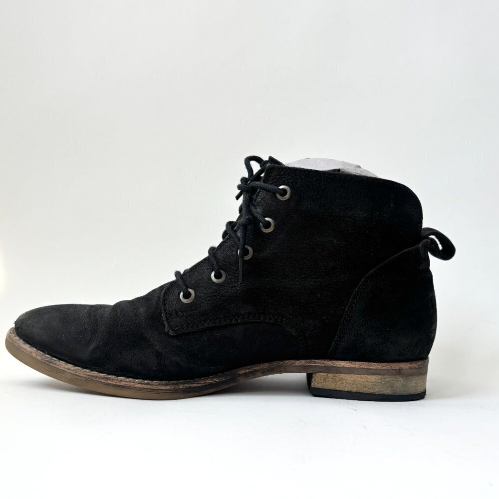 Diba Eli Black Suede Leather Combat Lace Up Women's Booties / Boots - sz 8 - Picture 8 of 16